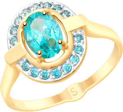 Золотое кольцо SOKOLOV 715316 с топазами Swarovski, фианитами Swarovski