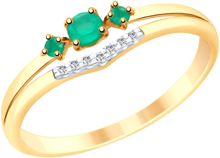 Золотое кольцо SOKOLOV 715326 с агатами, фианитами