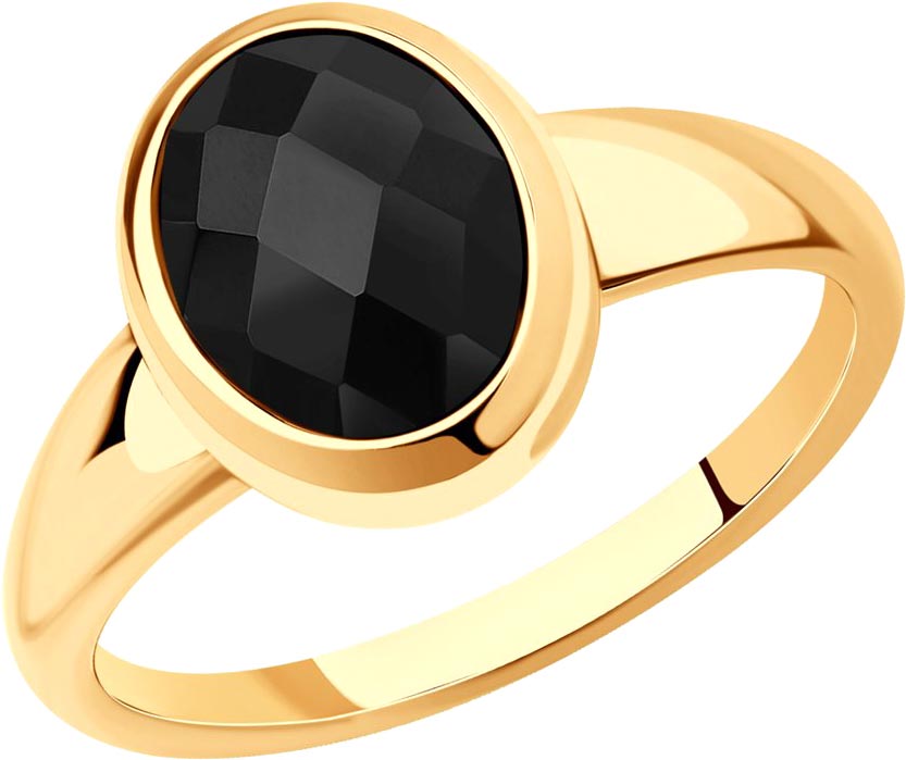 Золотое кольцо SOKOLOV 716450 с черным агатом