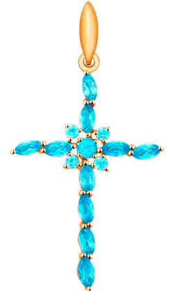 Женский золотой декоративный крестик SOKOLOV 731275 с топазами
