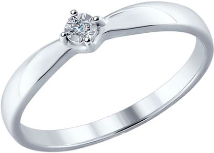 Серебряное помолвочное кольцо SOKOLOV 87010015 с бриллиантом