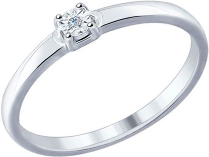 Серебряное помолвочное кольцо SOKOLOV 87010016 с бриллиантом