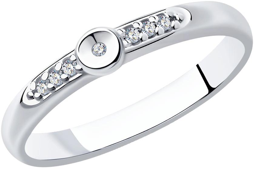 Серебряное кольцо SOKOLOV 87010044 с бриллиантом, фианитами