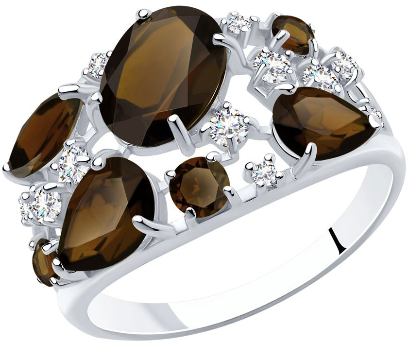 Серебряное кольцо SOKOLOV 92010222 с раухтопазами, фианитами