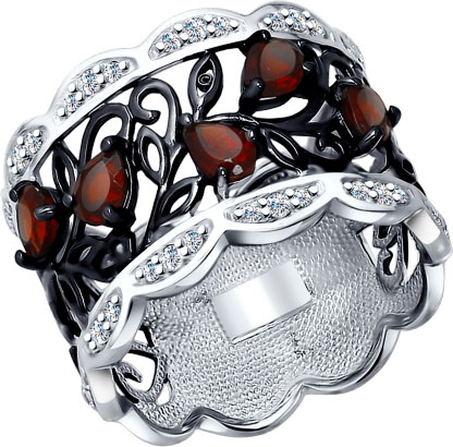 Серебряное кольцо SOKOLOV 92011307 с гранатами, фианитами