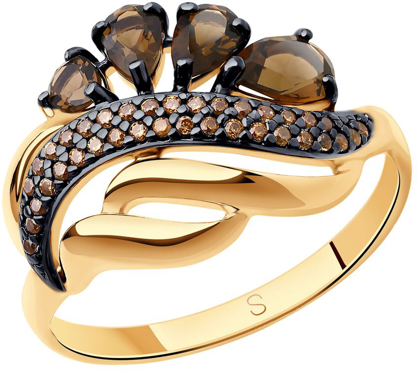 Серебряное кольцо SOKOLOV 92011420 с раухтопазами, фианитами