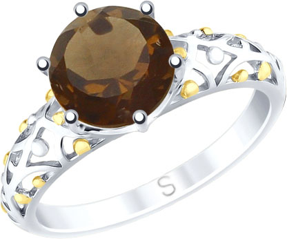 Серебряное кольцо SOKOLOV 92011716_s c раухтопазом