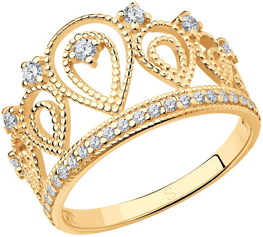 Серебряное кольцо корона SOKOLOV 93010365 с фианитами