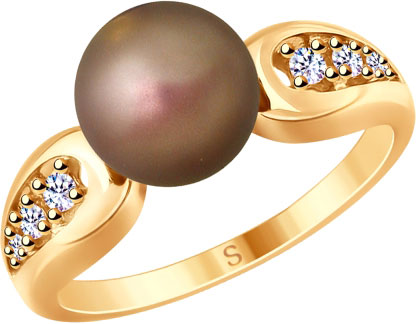 Серебряное кольцо SOKOLOV 93010778 с жемчугом Swarovski, фианитами