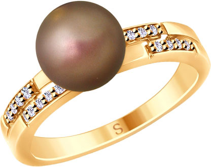 Серебряное кольцо SOKOLOV 93010779 с жемчугом Swarovski, фианитами
