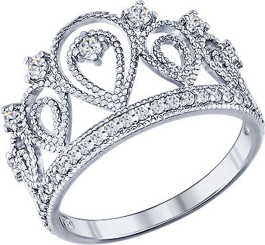 Серебряное кольцо корона SOKOLOV 94011215 с фианитами