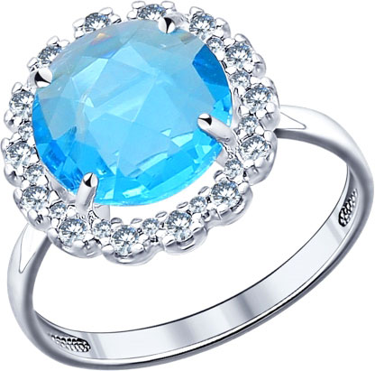 Серебряное кольцо SOKOLOV 94011523 с ювелирным стеклом, фианитами