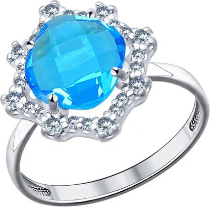Серебряное кольцо SOKOLOV 94011527 с ювелирным стеклом, фианитами