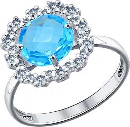 Серебряное кольцо SOKOLOV 94011529 с ювелирным стеклом, фианитами