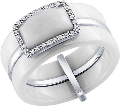 Керамическое кольцо SOKOLOV 94011594 с фианитами