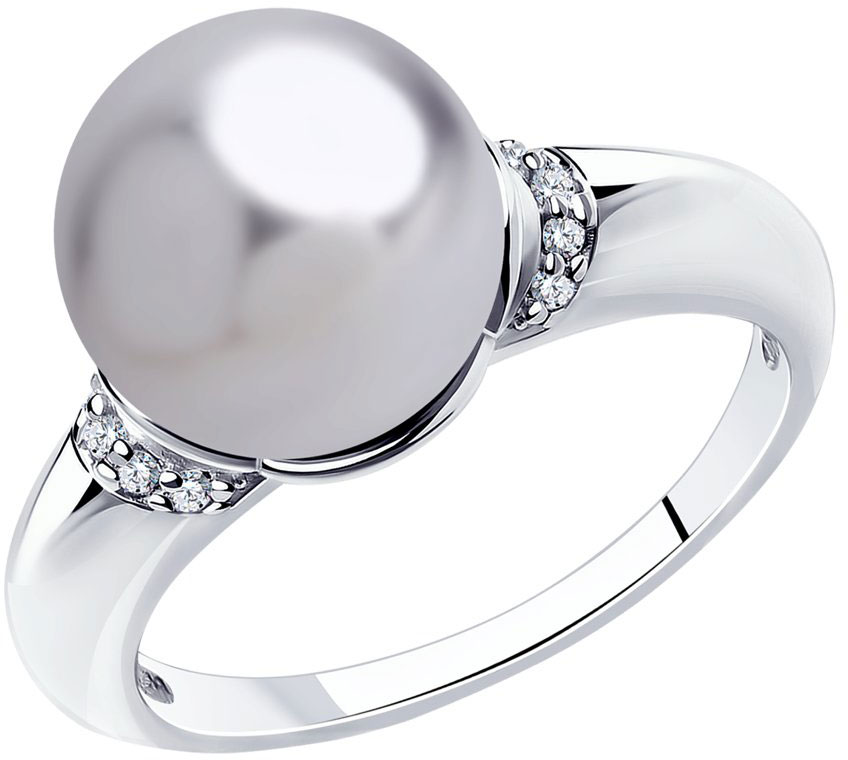 Серебряное кольцо SOKOLOV 94011937 с жемчугом Swarovski, фианитами