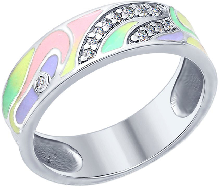 Серебряное кольцо SOKOLOV 94012403 с эмалью, фианитами