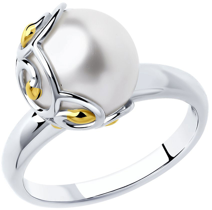 Серебряное кольцо SOKOLOV 94012451_s c искусственным жемчугом