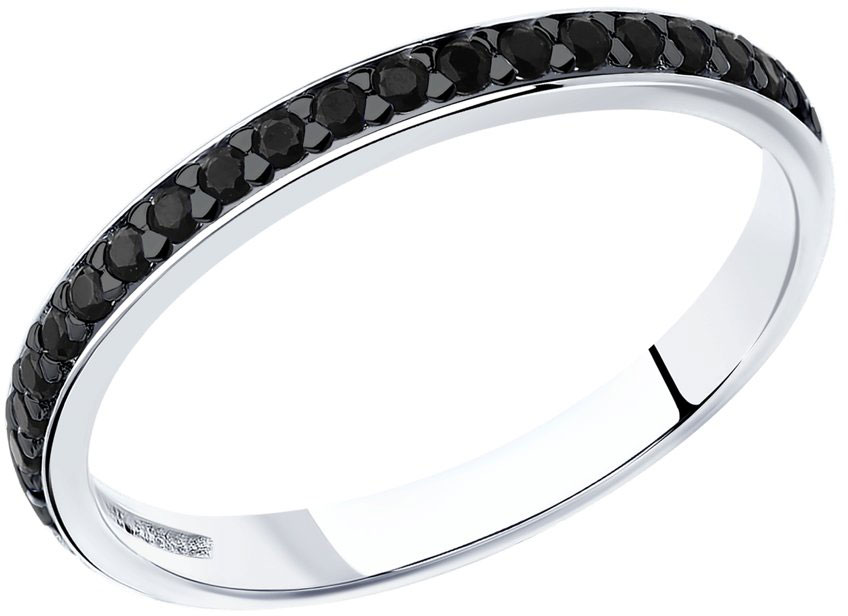 Серебряное наборное кольцо SOKOLOV 94012454 c фианитом, черным фианитом
