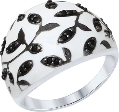 Серебряное кольцо SOKOLOV 94012558 с эмалью, фианитами