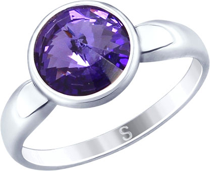 Серебряное кольцо SOKOLOV 94012604 с кристаллом Swarovski