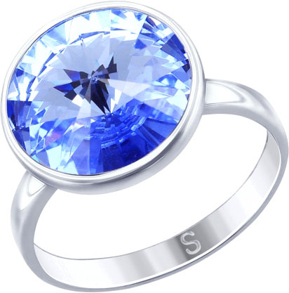 Серебряное кольцо SOKOLOV 94012606 с кристаллом Swarovski