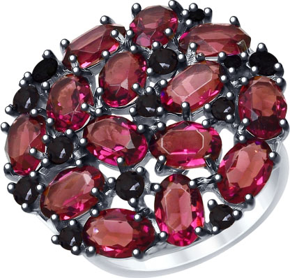 Серебряное кольцо SOKOLOV 94012682 с кристаллами Swarovski, черными фианитами