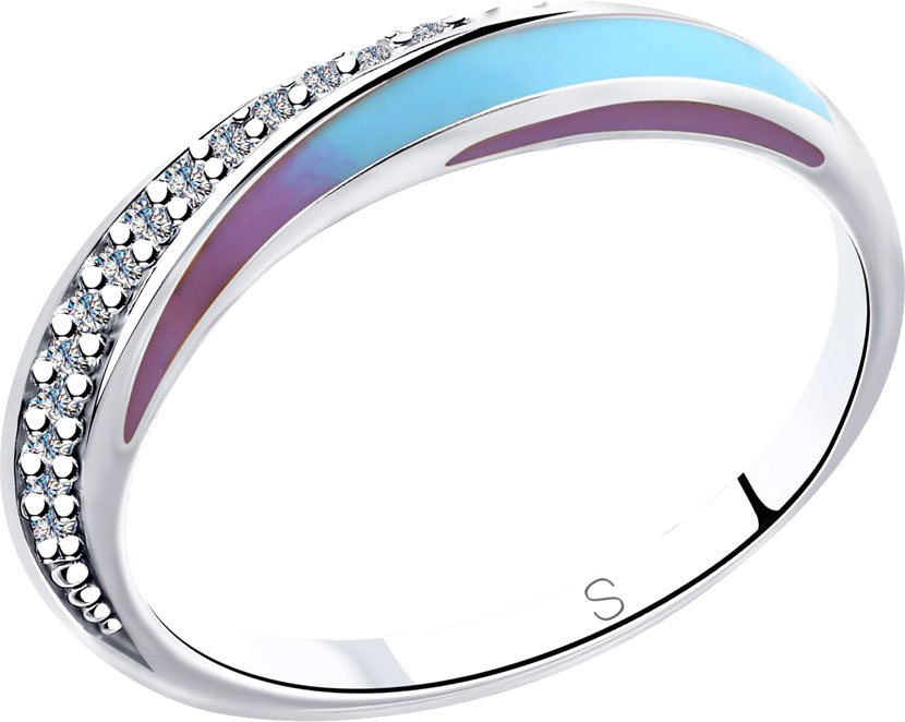 Серебряное кольцо SOKOLOV 94012942 с эмалью, фианитами