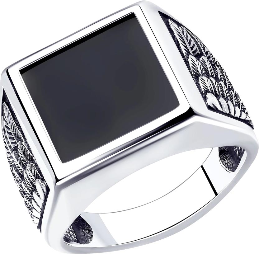 Мужской серебряный перстень печатка SOKOLOV 95010176 с наношпинелью