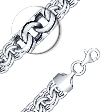 Мужская серебряная цепочка на шею SOKOLOV 968141504_s с плетением бисмарк