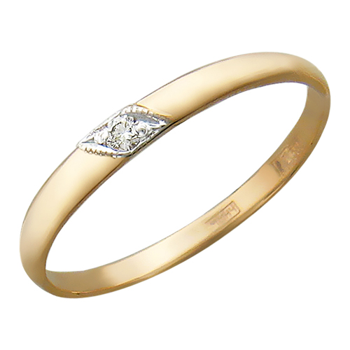 Ювелирное золотое обручальное парное кольцо Эстет 01O610051 с бриллиантом