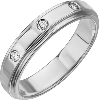 Обручальное парное кольцо из белого золота Уральский ювелирный завод 1-02386-012 с бриллиантами