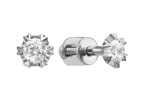 Серьги пусеты-гвоздики из белого золота Diamond Union 5-2964-103-2B с бриллиантами