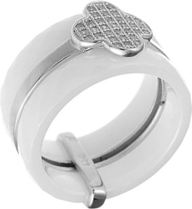 Керамическое кольцо Национальное Достояние SR1371-002-WG-nd с цирконами