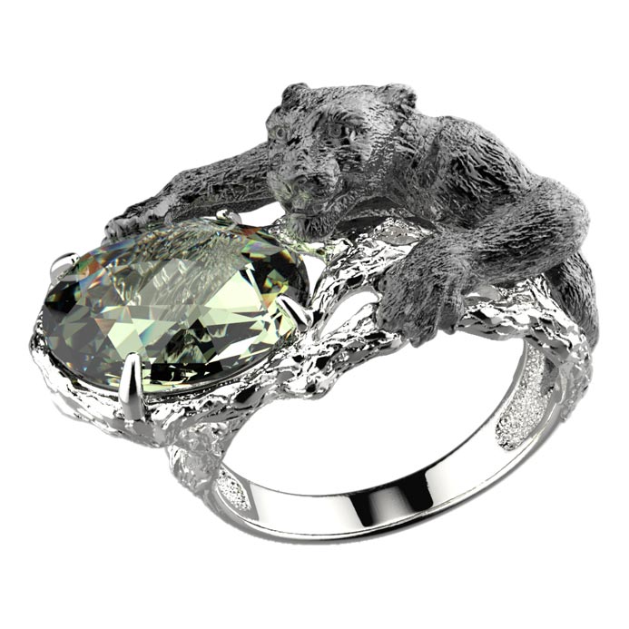 Серебряное кольцо ''Пантера'' Spika Gold 10651-151-10 с празиолитом