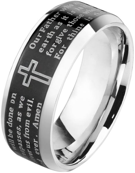 Мужское стальное кольцо с молитвой Spikes R-M4058K-8