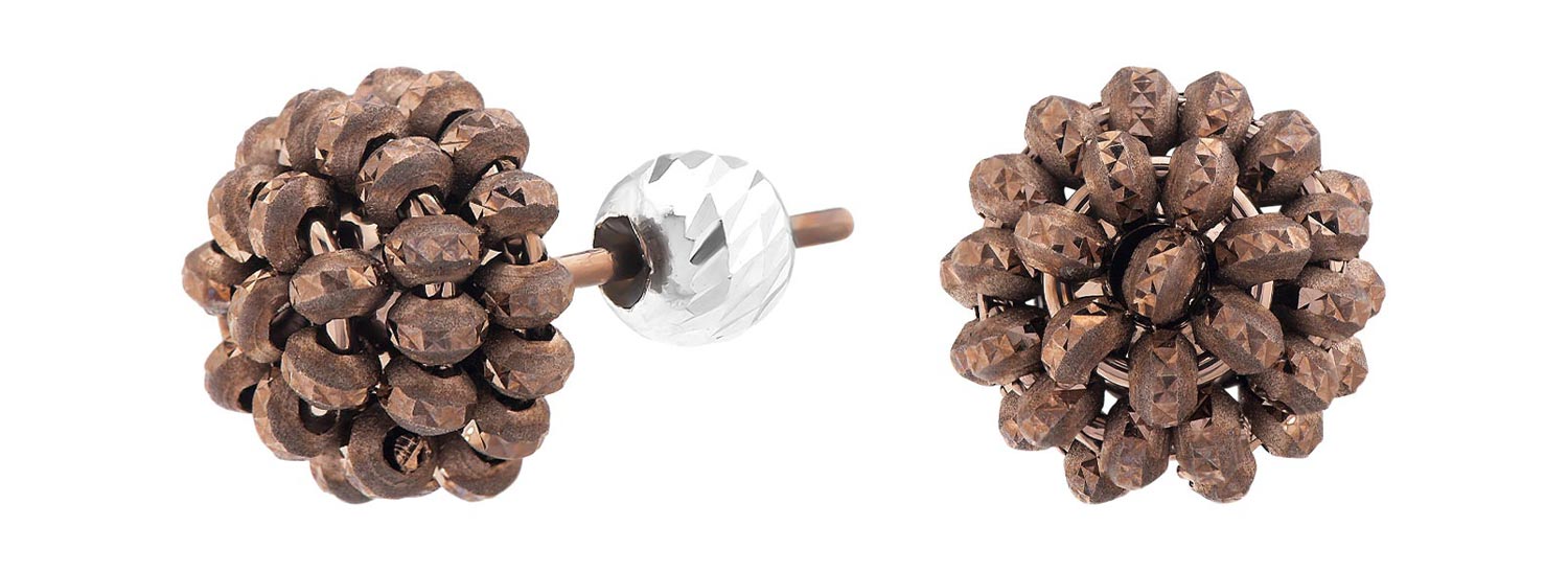 Серебряные серьги шарики Sugar SG01101-KORICHNEVYJ-METALLIK с эмалью