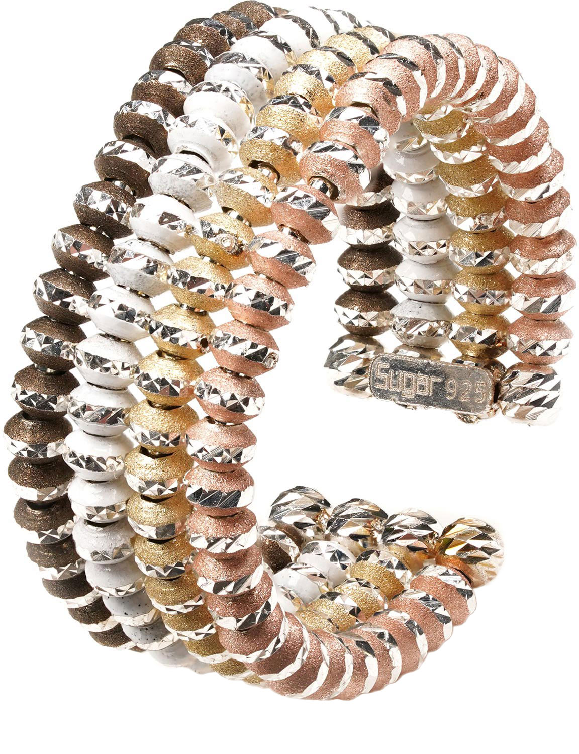 Серебряное открытое кольцо Sugar SG02040-ZOLOTOJ-KORICHNEVYJ-BELYJ-ROZOVYJ с эмалью