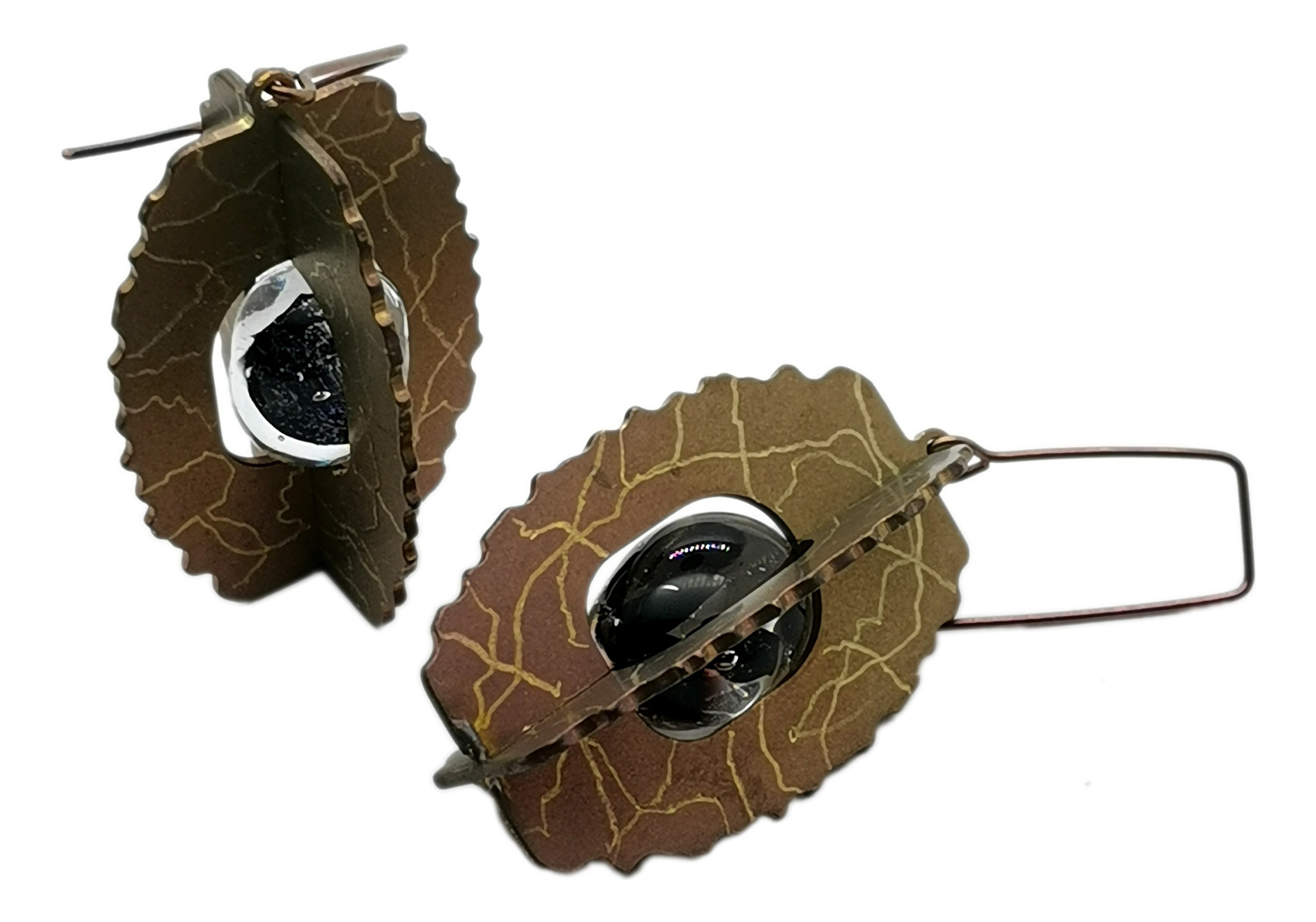Титановые серьги с подвесками ''Фонарики'' Titanist TS-E0059 со стеклом лэмпворк