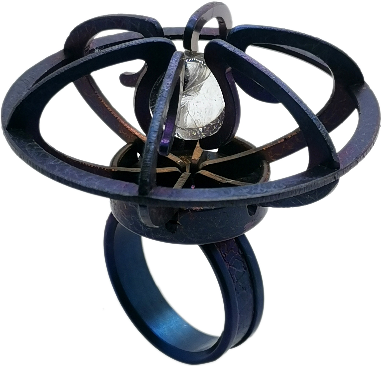 Титановое кольцо ''Галилео'' Titanist TS-R0169 со стеклом лэмпворк