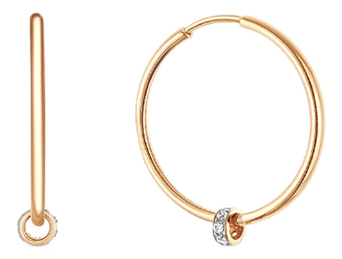 Золотые серьги кольца конго с подвесками Veronika S132-1390-15/0 с фианитами
