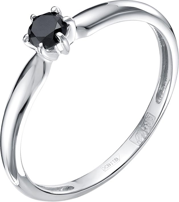 Кольцо из белого золота Vesna jewelry 1037-251-02-00 с черным бриллиантом — купить в AllTime.ru — фото
