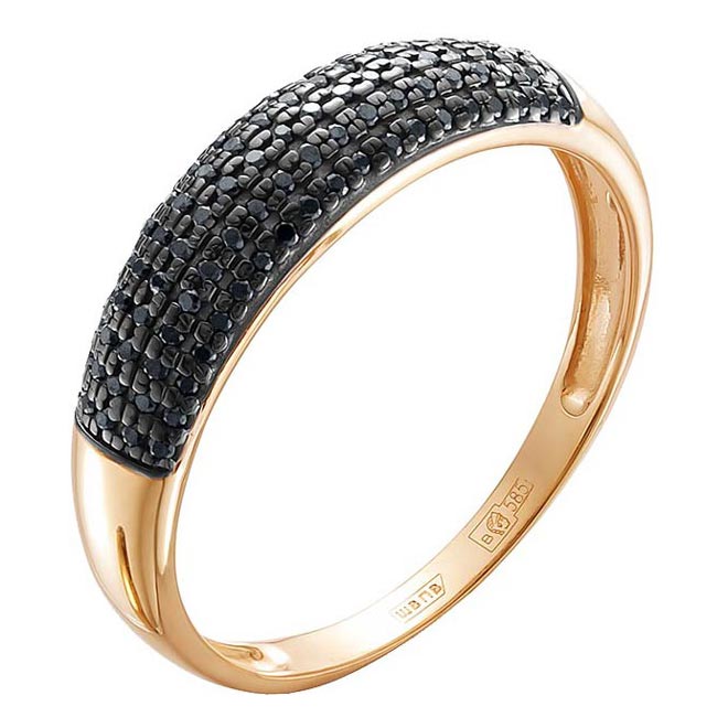 Золотое кольцо Vesna jewelry 1067-157-02-00 с черными бриллиантами