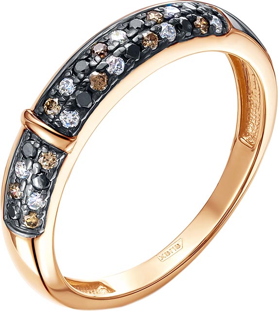 Золотое кольцо Vesna jewelry 11147-156-178-00 с черными бриллиантами, коньячными бриллиантами, бриллиантами