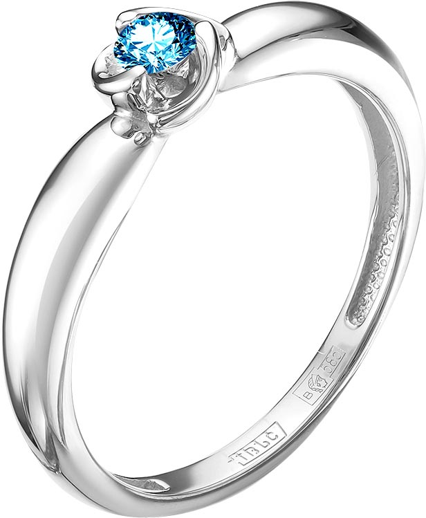 Кольцо из белого золота Vesna jewelry 1129-251-216-00 с голубым бриллиантом