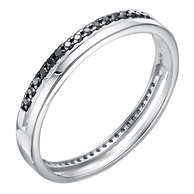 Золотое кольцо Vesna jewelry 1134-256-27-00 c бриллиантом, черным бриллиантом