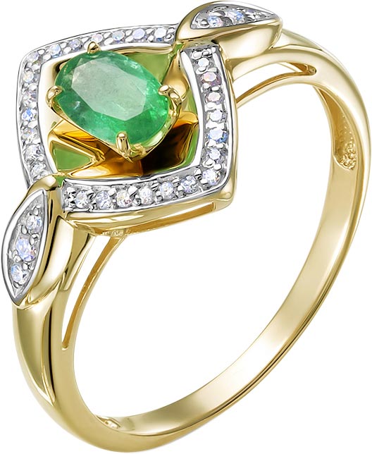 Золотое кольцо Vesna jewelry 11348-351-14-00 с изумрудом, бриллиантами