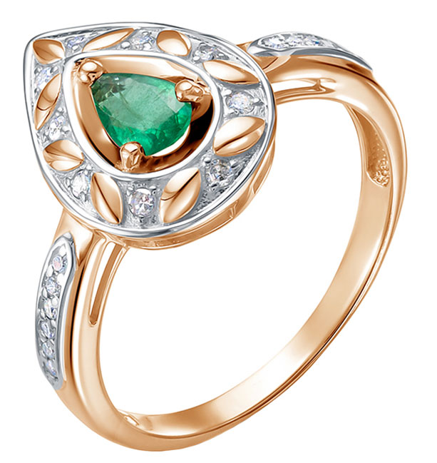 Золотое кольцо Vesna jewelry 11352-151-14-00 с изумрудом, бриллиантами