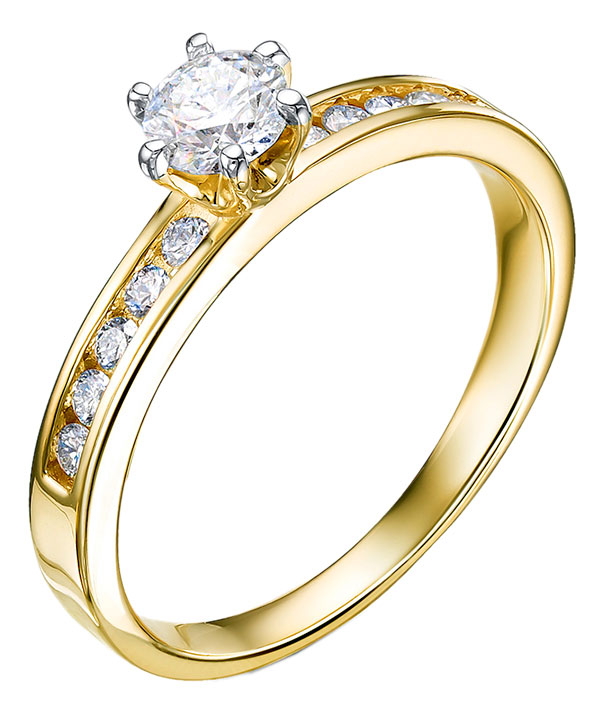 Помолвочное кольцо из лимонного золота Vesna jewelry 11674-351-00-00 c бриллиантами