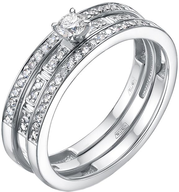 Наборное кольцо из белого золота Vesna jewelry 11703-251-46-00 с бриллиантами